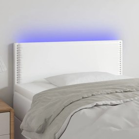 Testiera Bianca A Led 90x5x78/88 Cm İn Similpelle /