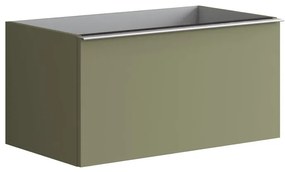 Mobile da bagno sospeso sotto lavabo L 80 x H 40 x P 45.5 cm verde laccato opaco, 2 cassetti Pixel plain