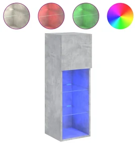 Mobile tv con luci led grigio cemento 30,5x30x90 cm