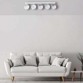 Lampadario a plafone SFERA WOOD 5xE14/40W/230V bianco