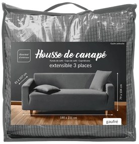 Copridivano color antracite con rivestimento elastico per divano a 3 posti Sacha – douceur d'intérieur