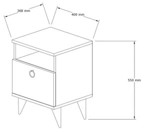 Comodino BARLO 50x40 cm bianco