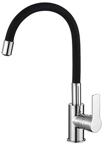 Aqualine - Rubinetto per lavello con braccio flessible LORE nero/cromo lucido