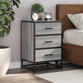 Comodino Grigio Sonoma 40x34,5x60 Cm Legno Multistrato Metallo /
