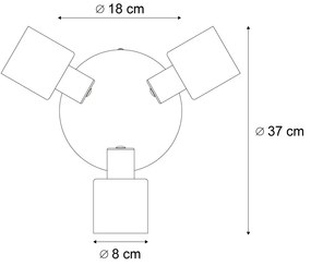 Plafoniera moderna nera con vetro fumé rotonda a 3 luci - Cilin