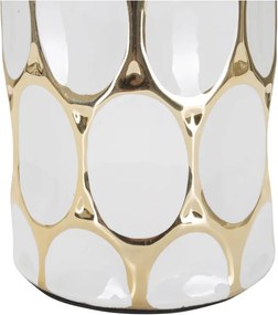 Lampada da tavolo bianca/dorata in ceramica con paralume in tessuto (altezza totale 56 cm) Glam Carv – Mauro Ferretti