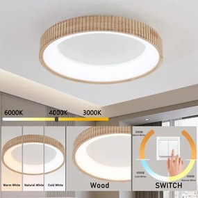 Brilagi - Plafoniera LED FALCON WOOD MODERN LED/40W/230V Ø 60 cm, finitura in legno