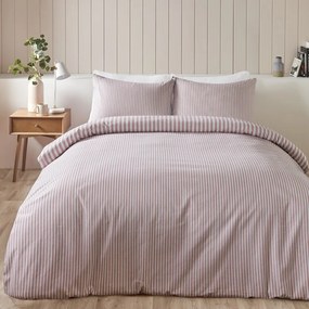 Biancheria da letto singola in flanella rosa 135x200 cm Stripe - Catherine Lansfield