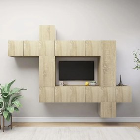 Set Di Mobili Tv 10 Pz Rovere Sonoma İn Legno Multistrato /