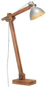 Lampada Da Pavimento Argento İn Legno Massello Di Mango E27 /