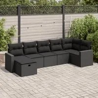 Set Divani da Giardino con Cuscini 7pz Nero Polyrattan 3325401