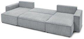 Divano letto angolare a "U" in velluto a coste grigio chiaro Nihad - Bobochic Paris