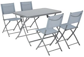 Set tavolo e sedie Emys NATERIAL in acciaio blu per 4 persone