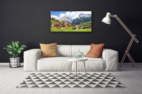 Quadro su tela Case del paesaggio di montagna 100x50 cm