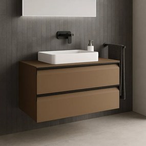 Mobile da bagno sospeso sotto lavabo Fusion L100 H40 P45 cm bronzo, 2 cassetti