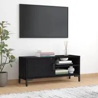 Mobile TV Nero 90x30x40 cm in Legno Massello di Pino 349916