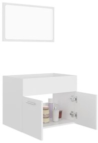 Set mobili da bagno 2 pz bianco in truciolato