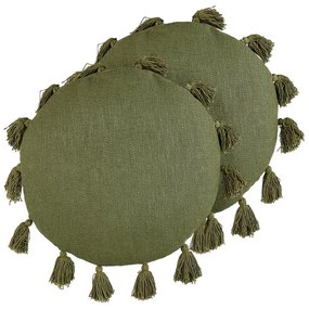 Set di 2 cuscini decorativi cotone verde ⌀ 45 cm MADIA Beliani