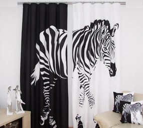 Tende in bianco e nero con una zebra Larghezza: 160 cm | Lunghezza: 250 cm (ci sono 2 pezzi nel set)