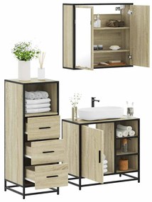 Set Mobili Da Bagno 3 Pz Rovere Sonoma İn Legno Multistrato /