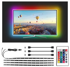 Striscia Led USB 5V retroilluminazione per TV 2,5W SMD 5050 4x50cm IP65 RGB Aigostar