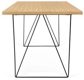 Scrivania in legno di quercia con gambe nere , 140 x 75 cm Flow - TemaHome