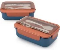 Porta pranzo con divisorio e posate Clicks blu arancio