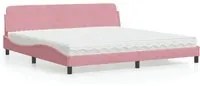 Letto con Materasso Rosa 200x200 cm in Velluto 3208476