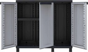 Armadio Modulare da Esterno 102x39x91,5 cm 3 Ante 1 Ripiano in Polipropilene Twist Grigio e Nero...