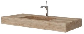 Lavabo integrale da appendere rettangolare vasca centrale IDEEA L 100 x H 12 cm in legno beige