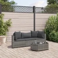 Set Divani da Giardino 4 pz con Cuscini in Polyrattan Grigio 3308362