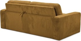 Divano color senape allungabile con rivestimento in velluto a coste 195 cm Nona – Makamii