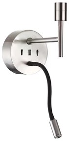 Ideal Lux - LED Flexib. lampada con un supporto SET UP 1xE27/42W+LED/3W/230V USB cromo