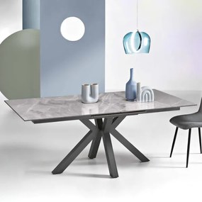 Tavolo in pietra allungabile a 240 cm effetto marmo Grigio HERO