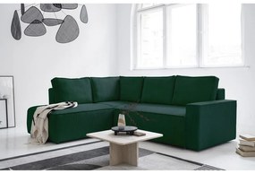 Divano letto angolare in velluto a coste verde scuro Brave Dave - Miuform