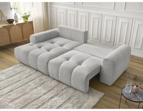 Divano angolare grigio chiaro allungabile/con contenitore (con penisola a sinistra/con chaise lounge) con rivestimento in ciniglia Roxelane – Bobochic Paris