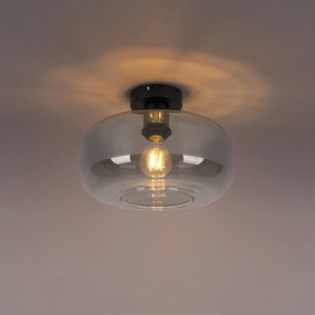 Plafoniera Art Déco nera con vetro fumé - Bizle