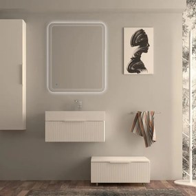 Mobile da bagno sotto lavabo Modula bianco plissè laccato opaco L 70 x H 25 x P 44 cm 1 cassetto, lavabo non incluso