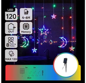 Aigostar - Catena luminosa natalizia solare LED RGBY 120xLED/8 funzioni 3x0,6m 500 mAh IP65