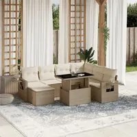 Set Divano da Giardino 8 pz con Cuscini Beige in Polyrattan 3268068