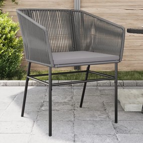 Sedie da giardino 2 pz con cuscini grigio in polyrattan