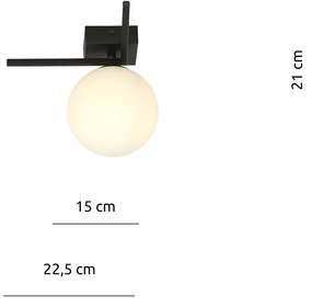 Plafoniera Moderna 1 Luce Andromeda 1130/1G In Acciaio Nero Vetro Opale