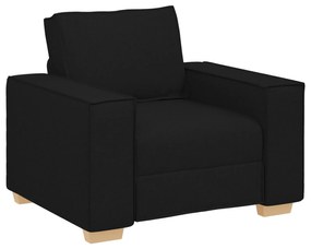 Set divano a 3 pezzi con cuscini in tessuto nero