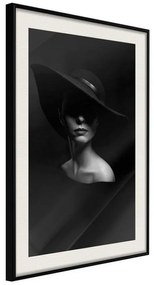 Poster  Woman in a Hat  Cornice Quadri Cornice nera con pass-partout, Larghezza x Altezza Home decor 30x45