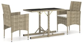 Set mobili da pranzo per giardino 3 pz beige