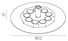 Plafoniera Moderna Disk Metallo Grigio 9 Luci Gx53