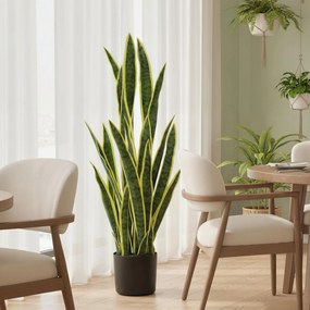 Sanseveria Artificiale in Vaso Ø20x90 cm da Esterno e Interno con 21 Foglie Modellabili...