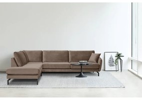 Divano angolare in velluto marrone-beige (angolo sinistro) Magic - Scandic