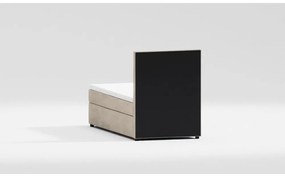 Letto singolo imbottito con contenitore beige con materasso e topper inclusi 90x200 cm Lena – Ropez