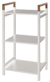 Scaffale Da Bagno Salvaspazio 80 Cm Tre Ripiani Feridras "Haiti" Bianco/Bambù